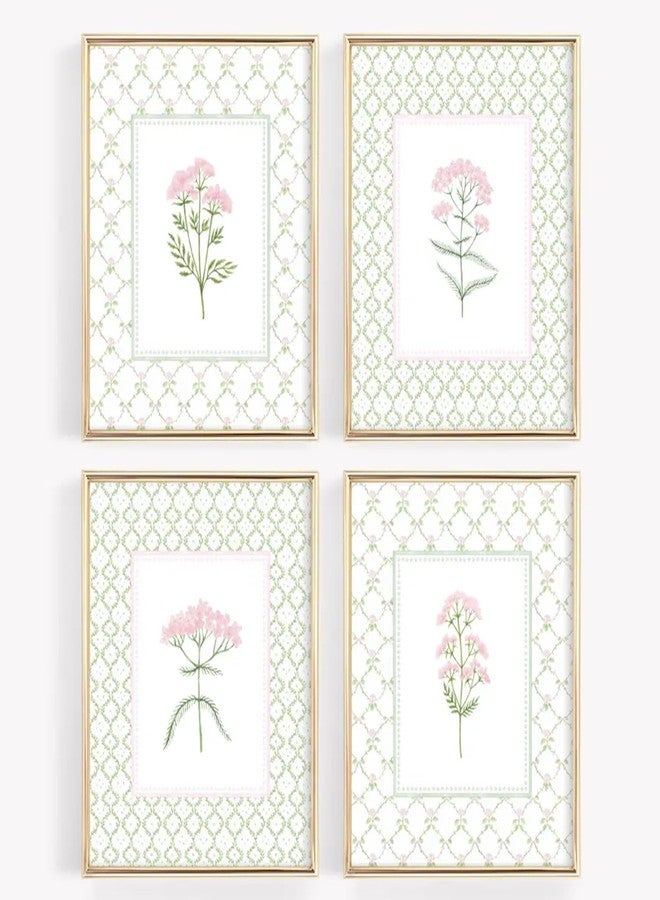Pennclys Nursery Girl Floral Wall Art Wildflower Baby Room Canvas Wall Decor Pink Green Flower Prints Poster Watercolor Pastel Botanical Picture Painting Nursery Artwork for Girls Bedroom 8x10x4 Inch Unframed - Image 1