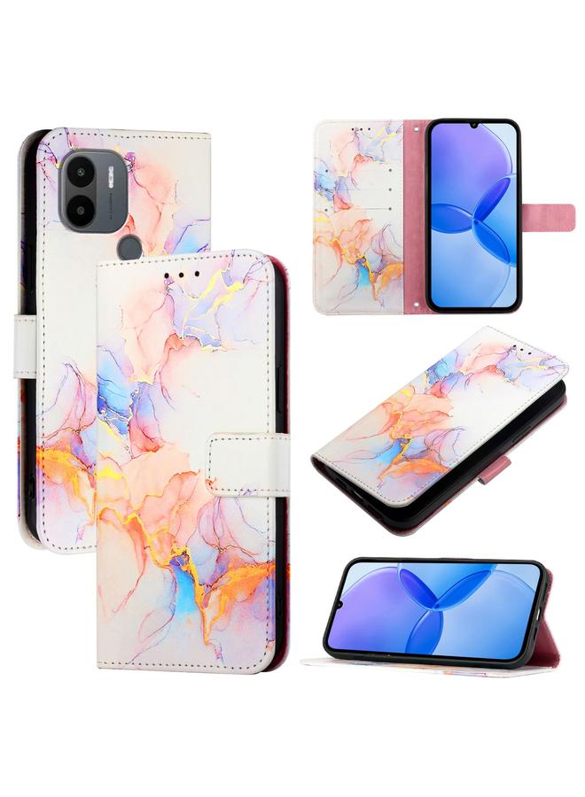 جراب هاتف Xiaomi Redmi A1+ / Poco C50 PT003 من الجلد القابل للطي بنمط رخامي (Galaxy Marble White)