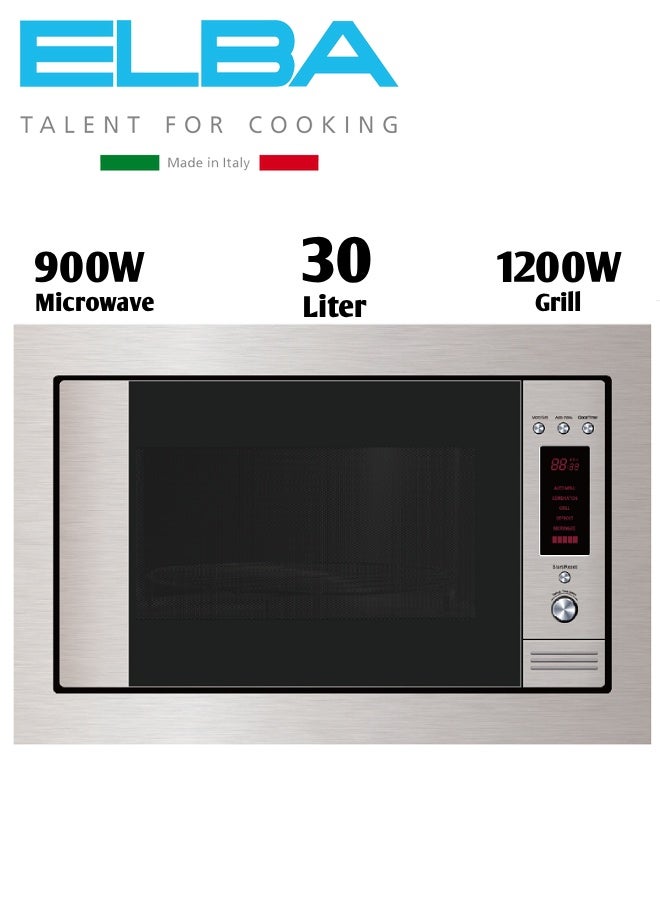 Elba 30 Liter Built-in Microwave 900W Digital + Electric Grill 1200W Made in Italy