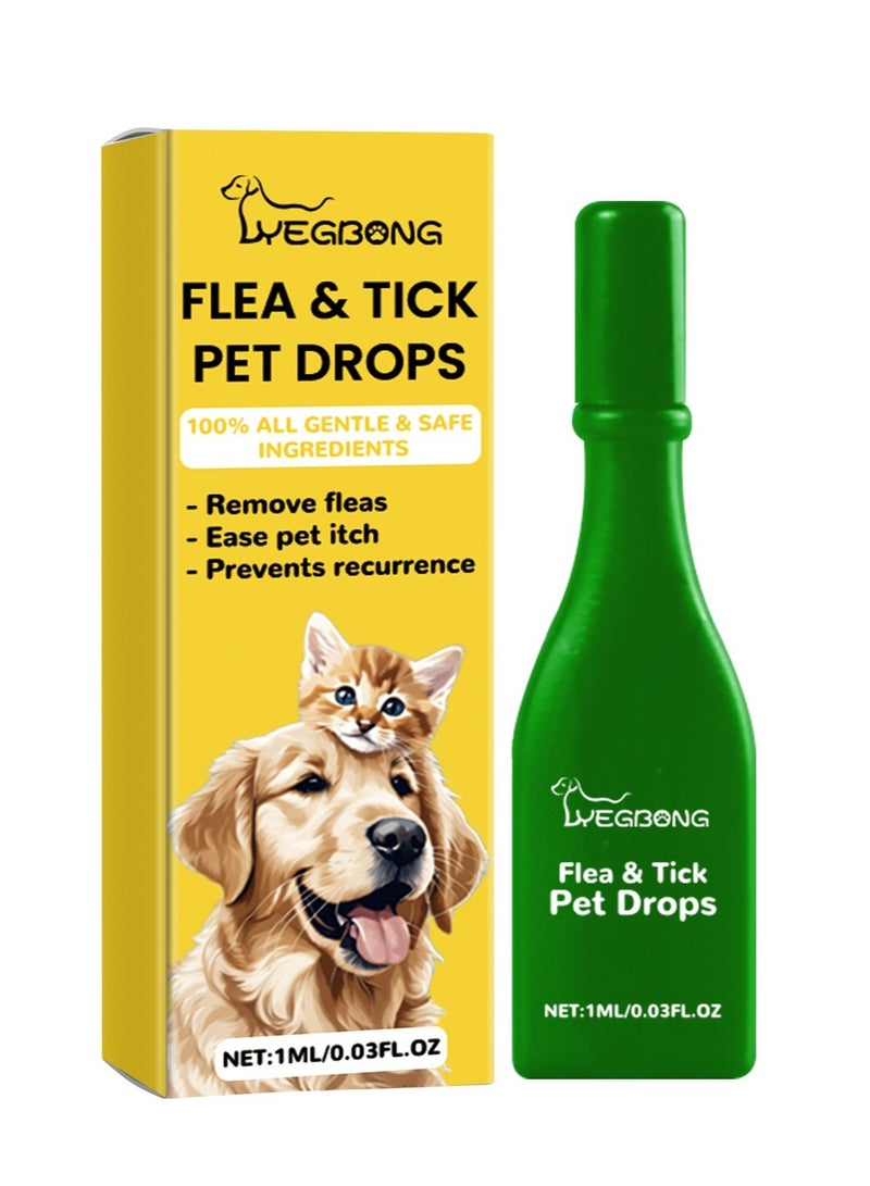 YEGBONG Flea Tick Pet Drops Natural Pet Care Spray, peppermint oil and Eugenol treatment, fresh fragrance, 1ml - Image 1