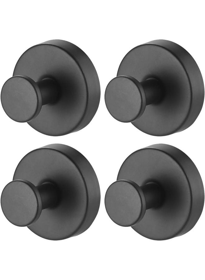 لوكس عقد لا ثقب Hooks الفولاذ المقاوم للصدأ مقاوم للماء كوب امتصاص Hooks منشفة حمام رداء Hooks للحمامات (أسود 4 PCS) - Image 1