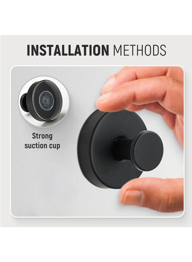 لوكس عقد لا ثقب Hooks الفولاذ المقاوم للصدأ مقاوم للماء كوب امتصاص Hooks منشفة حمام رداء Hooks للحمامات (أسود 4 PCS) - Image 2