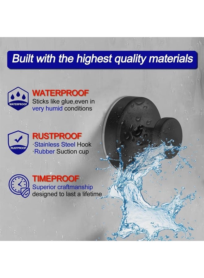 لوكس عقد لا ثقب Hooks الفولاذ المقاوم للصدأ مقاوم للماء كوب امتصاص Hooks منشفة حمام رداء Hooks للحمامات (أسود 4 PCS) - Image 4