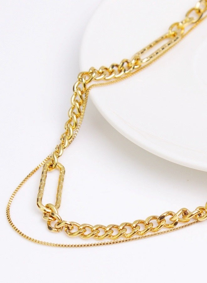 PORSTOO 18k Gold-plated Double-layer Cuban Chain Necklace For Men/Women (outer Chain 50cm+inner Chain 45cm), Versatile For Daily Wear | Best Gift Choice (party/wedding/birthday) - Image 3