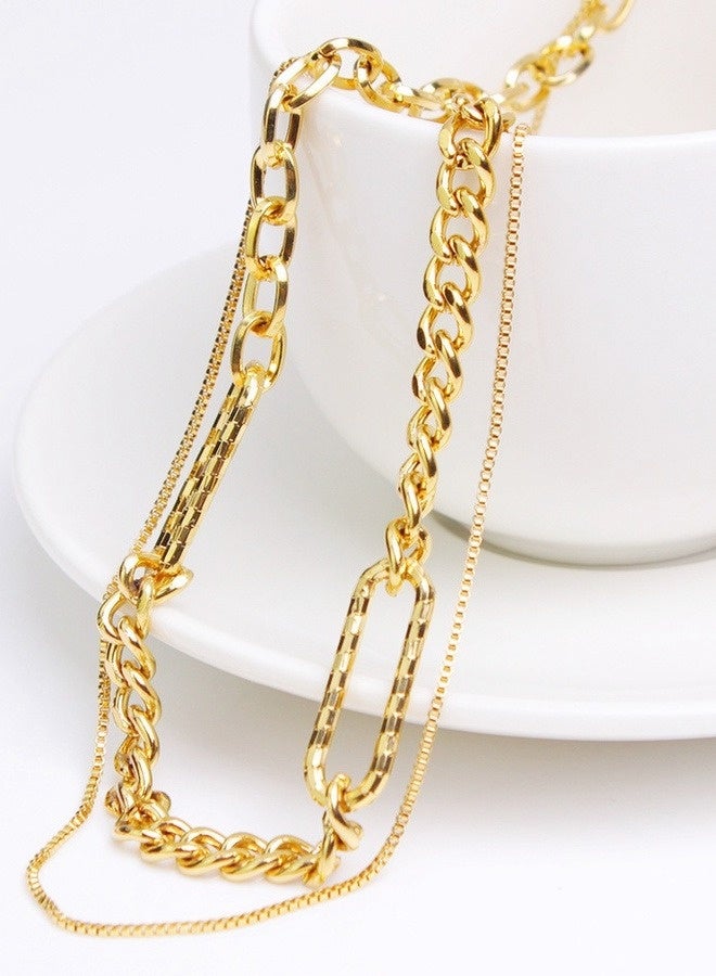 PORSTOO 18k Gold-plated Double-layer Cuban Chain Necklace For Men/Women (outer Chain 50cm+inner Chain 45cm), Versatile For Daily Wear | Best Gift Choice (party/wedding/birthday) - Image 4