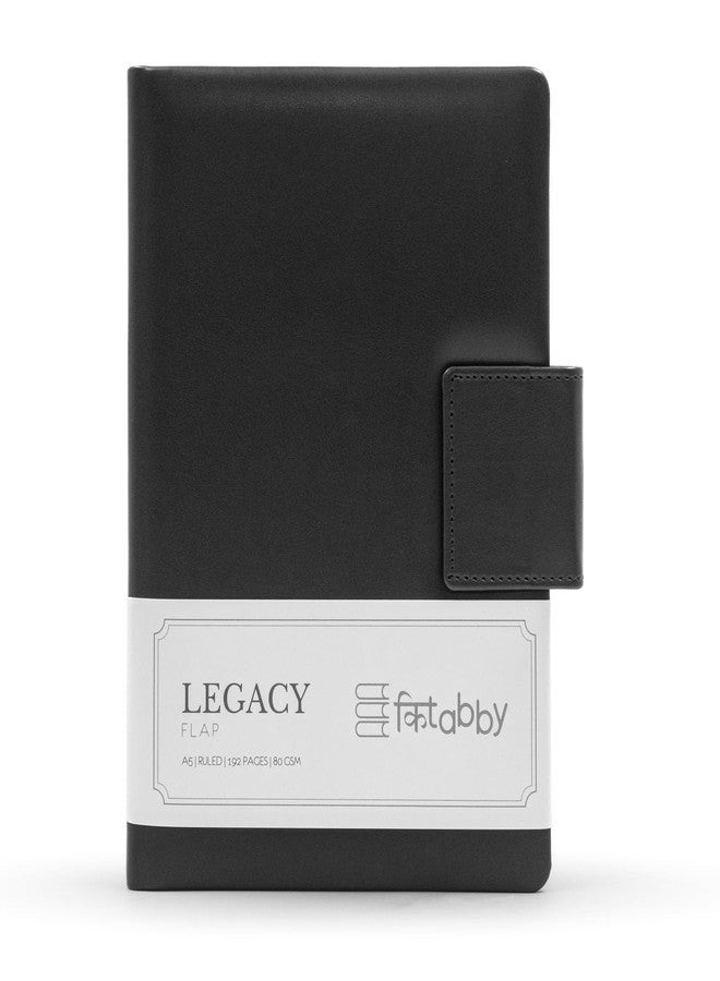 Kitabby - Legacy Flap - A5 Size - Hard Bound Notebook With A Magnetic Overlap - Padded Pu Soft Leather Cover Material - (Black), 192 Pages - Image 1