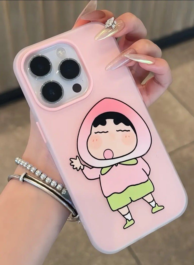 NIBEMINENT Fruit Headband Crayon Shin Chan Protective TPU Case Cover For IPhone 17 Pro, Pink