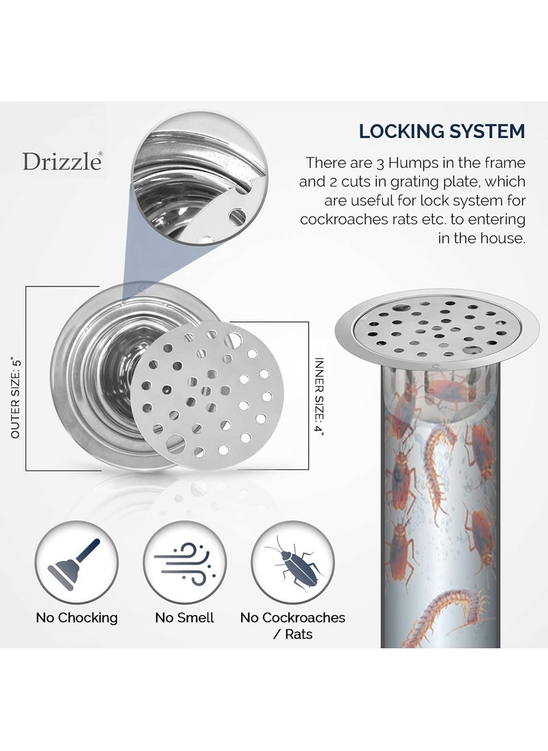 Drizzle DRIZZLE Anti Cockroach Trap 5 Inch Round Stainless Steel with Chrome Finish  - Image 4