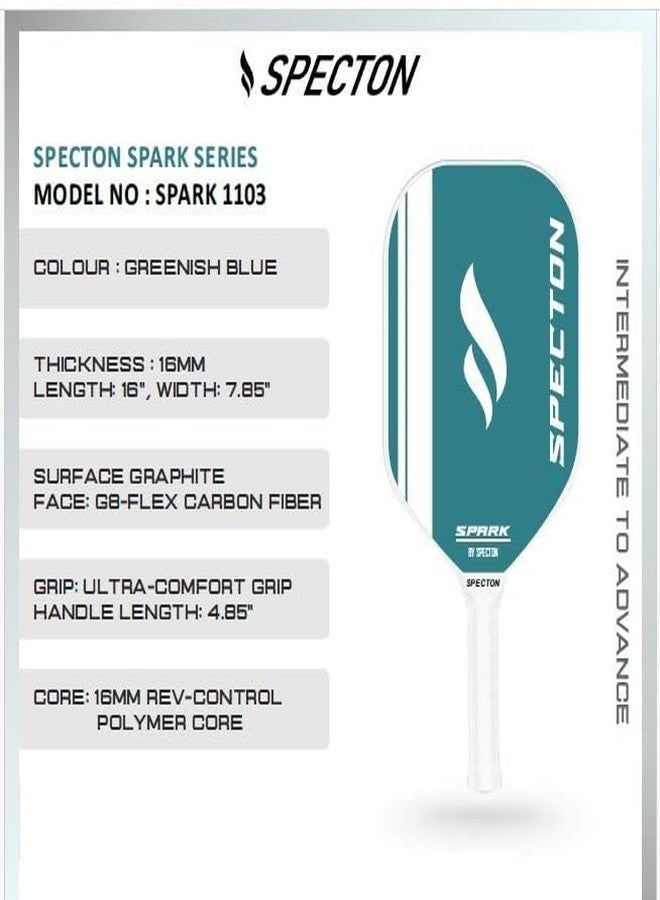 SPECTON Spark Series Pickleball Paddle with G8-Flex Carbon Fibre, Ultra-Comfort Grip, Paddle with 16mm Thickness, Lightweight, Cushion Comfort Grip, Ideal for Indoor Outdoor Play - Image 3