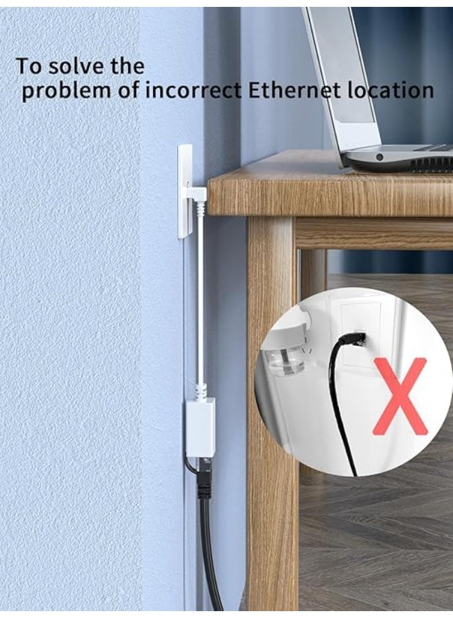 Right Angle Cat7 Ethernet Extension Cables Flat 1.6 FT, Right angle UP 90 Degree LAN Extended Cable Network Patch Cord Male to Female Connector for Router Modem Smart TV PC Computer Laptop 2Packs - Image 2