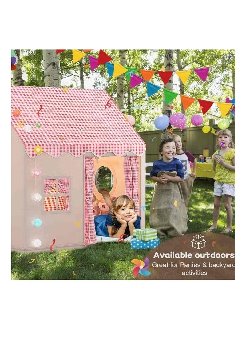 Realfrog Kids Tent Kids Play Tent House Toddler Indoor Outdoor Play House Tent Washable Foldable with LED Ball Light Banner Windows Reading Corner Activity Center Toys for Boys Girls Gifts For Kids 3+ Years - Image 4