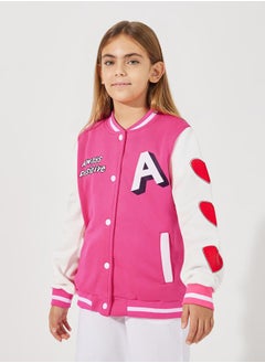 Styli Heart Print Slant Pocket Jacket  - Image 1
