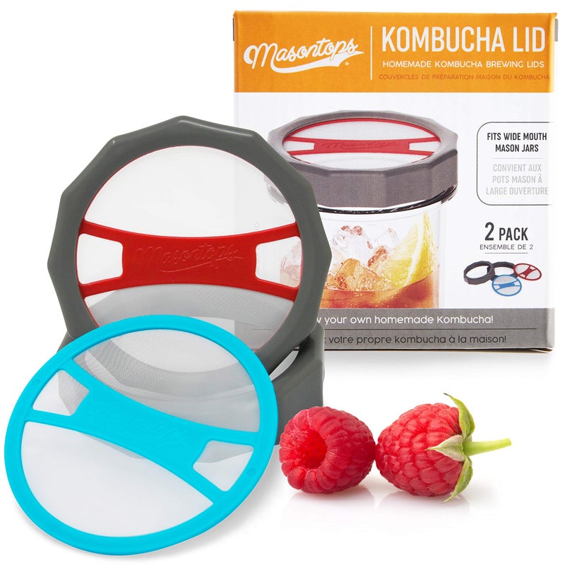 Masontops Kombucha Lid Home Brewing Mason Jar Supplies Live Organic Kombucha Making Starter Kit Scoby Not Included 2Pack