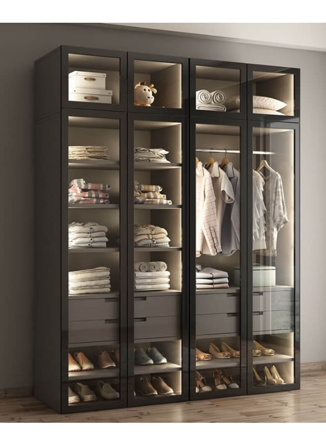 ريترو خزانة ملابس 150×50×220سم – أسود - Image 1