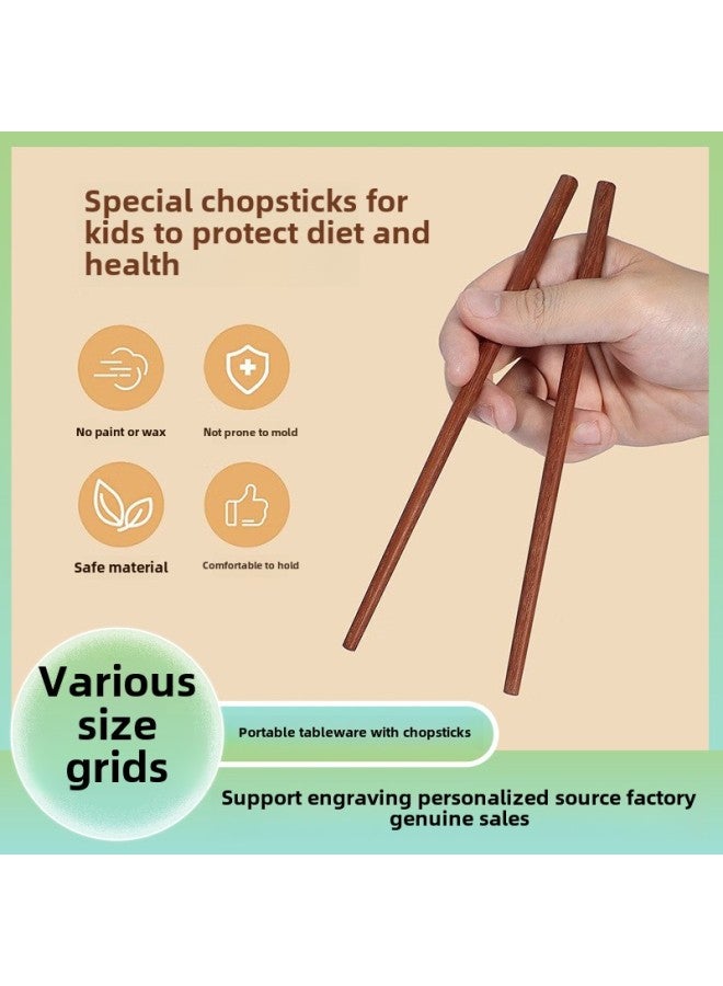 Children's Chopsticks No Paint No Wax Cute Household Practice Chopsticks Baby Special Red Sandalwood Chopsticks Training Learning Log-Color:18cm-red Sandalwood-children's Chopsticks  - Image 2