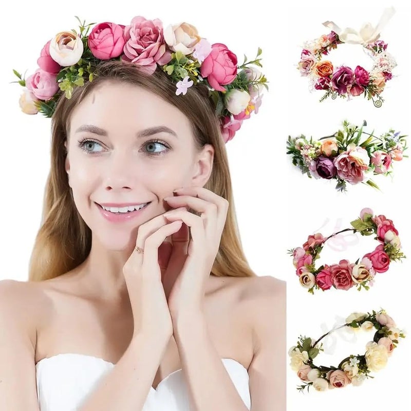 FAIRYTALE Women Hair Flower Crown Head Garland Wedding Hair Wreath Dried Flowers Corolla Garlands Floral Headband Headdress Hair Tiaras - Image 4