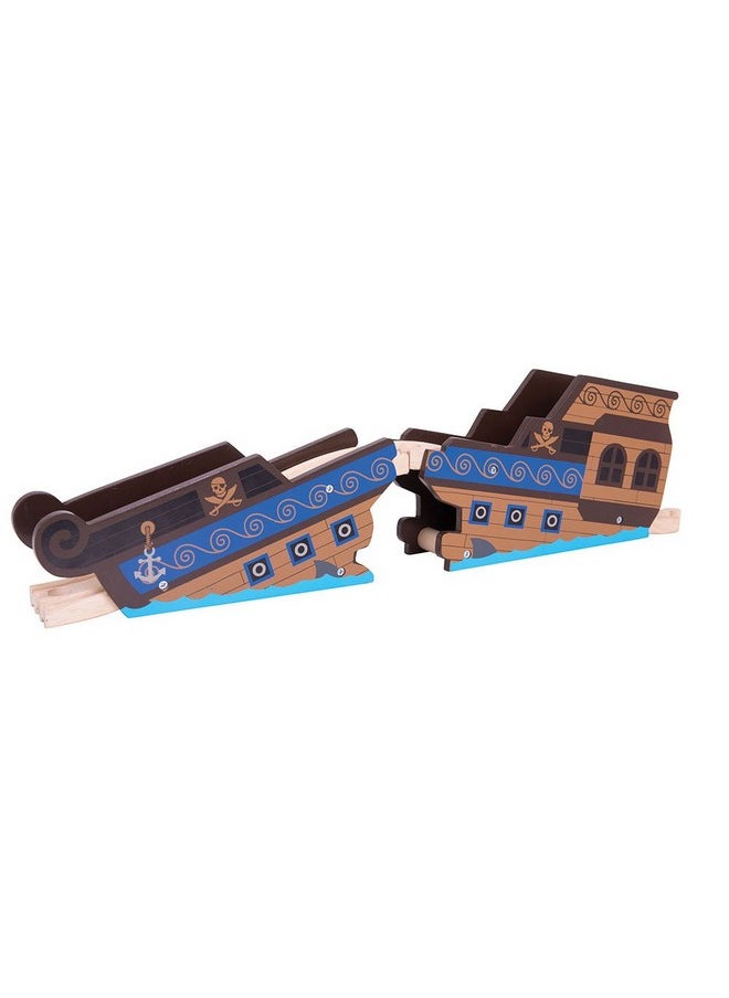 Bigjigs Rail , Wooden Shipwreck Bridge, Wooden Toys, Bigjigs Train Accessories, Pirate Toys, Pirate Ship, Train Toys, Wooden Train Sets, Wooden Toys For 3 4 5 Year Olds 