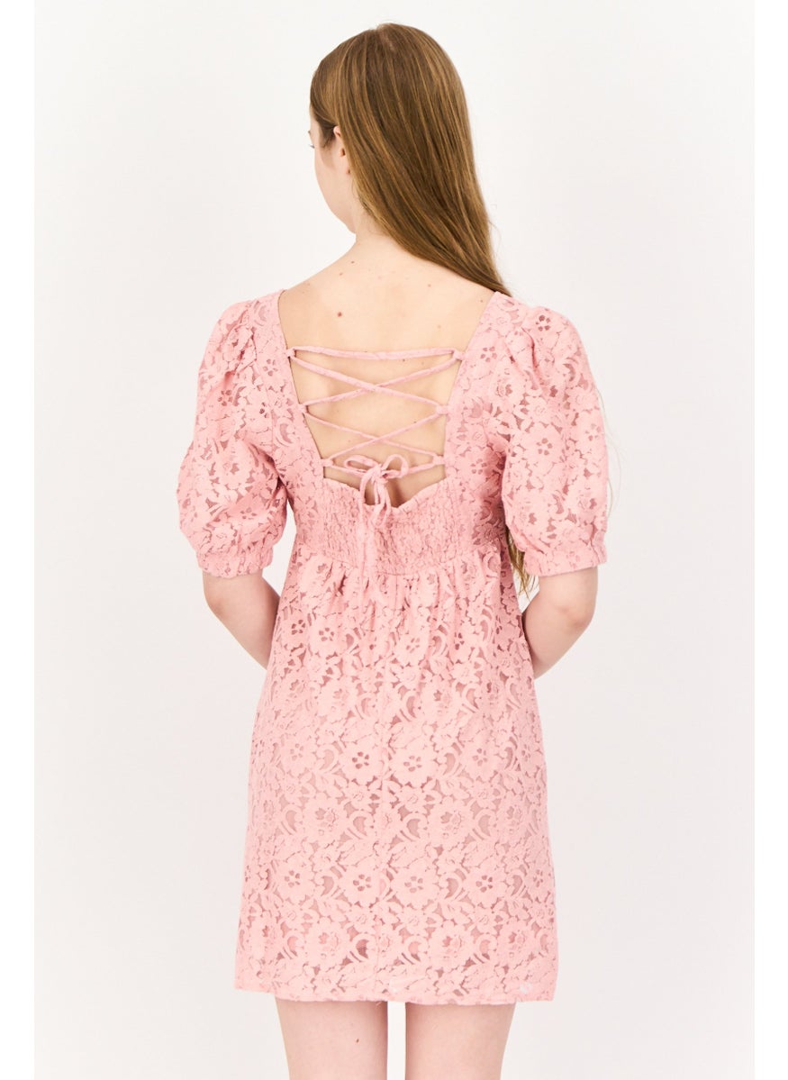 ONLY Women Textured Mini Dress, Pink  - Image 3