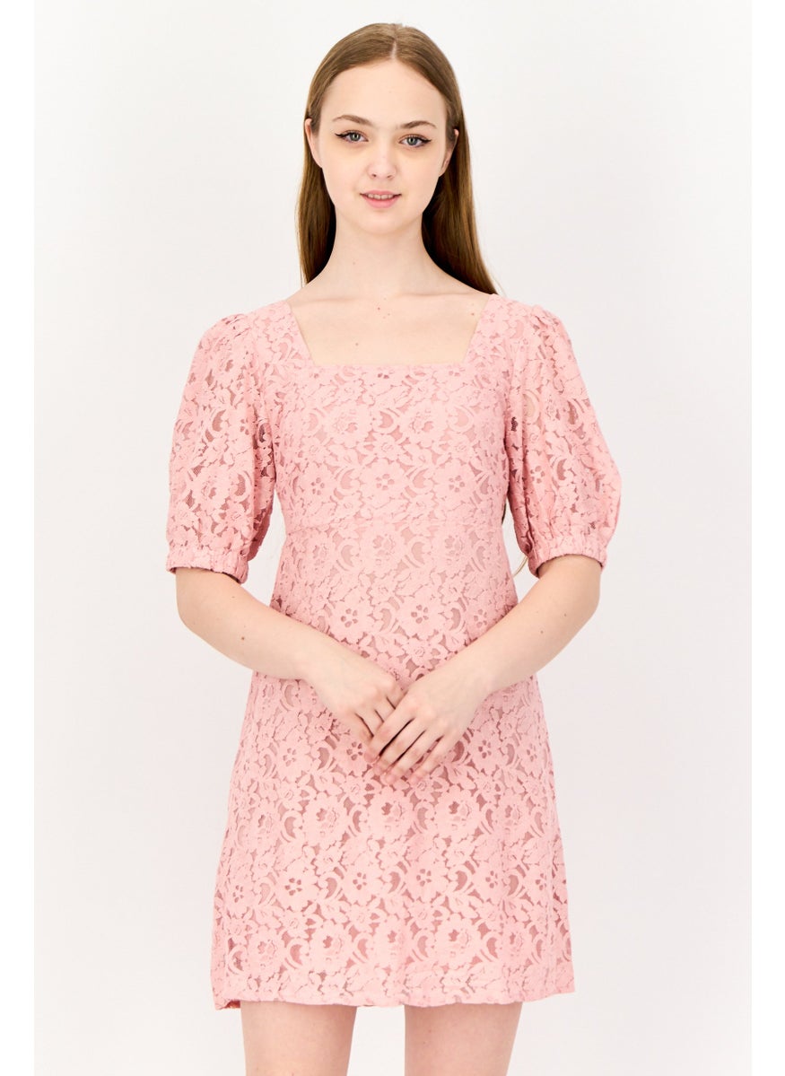 ONLY Women Textured Mini Dress, Pink  - Image 1