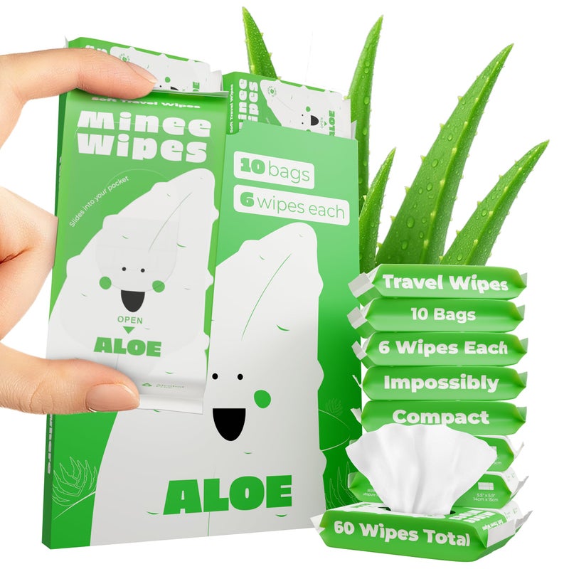 MOONIES Impossibly Compact Travel Wipes With Fragrance - Skin-Friendly  Hypoallergenic & Scented Wet Wipes For Adults  Kids & Baby Care (60 Wipes Total  Aloe Vera) - Image 1