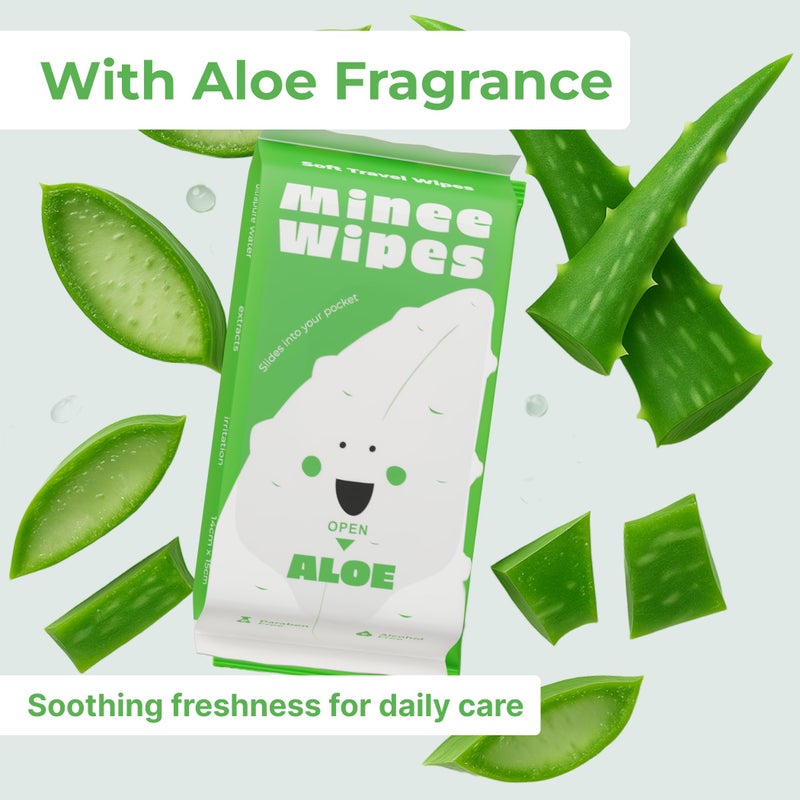 MOONIES Impossibly Compact Travel Wipes With Fragrance - Skin-Friendly  Hypoallergenic & Scented Wet Wipes For Adults  Kids & Baby Care (60 Wipes Total  Aloe Vera) - Image 2