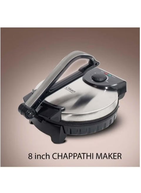 8-Inch Electric Chapati Maker 900W CK2430 – Non-Stick Roti Maker with Cool-Touch Handle, Dual Indicator Lights for Power & Ready Status, Fast Heating Flatbread Press, Easy to Clean Non-Stick Plates, Compact Vertical Storage Design, Black/Silver Finish – Perfect for Home Use & Everyday Cooking