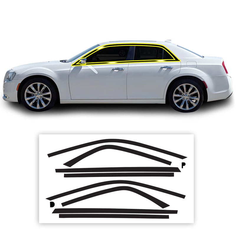 BOGAR TECH DESIGNS Side Window Chrome Delete Overlay Compatible with Chrysler 300 20152023 Gloss Black