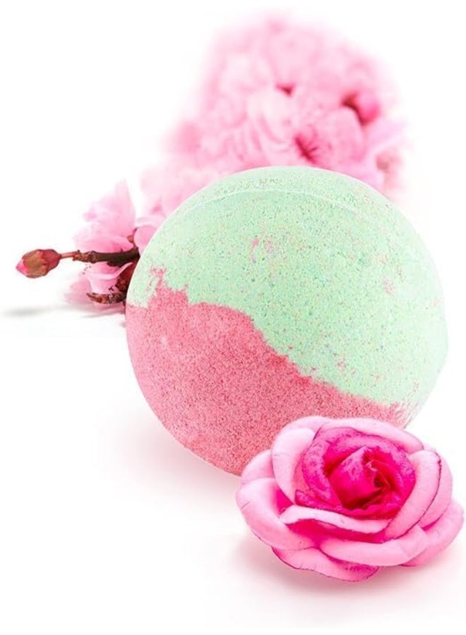 Natural Rose and Cherry Blossom Scented Bath Bomb for Skincare, 2.1 inches, 70g - Image 1