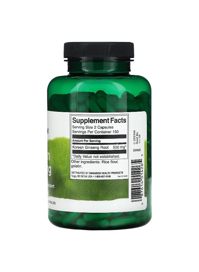 Swanson, Korean Ginseng, 250 mg, 300 Capsules - Image 2