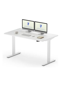 Mahmayi Flexispot EG1 Height-Adjustable Desk Electric 2-Way Telescope with Table Top White, Frame White, 140 x 70 cm  - Image 1