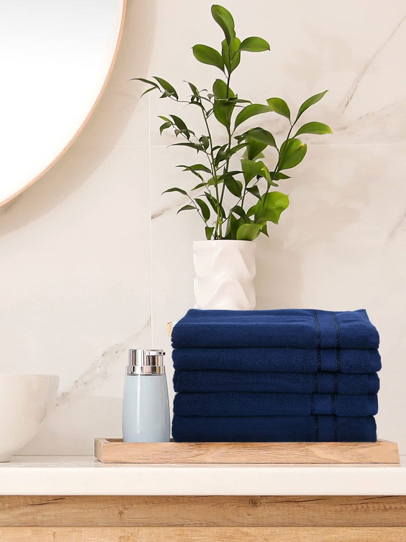 Chic Home Cotton 600 GSM Hand Towel Set (Pack of 5) (Navy), Standard (CH00014) - Image 1