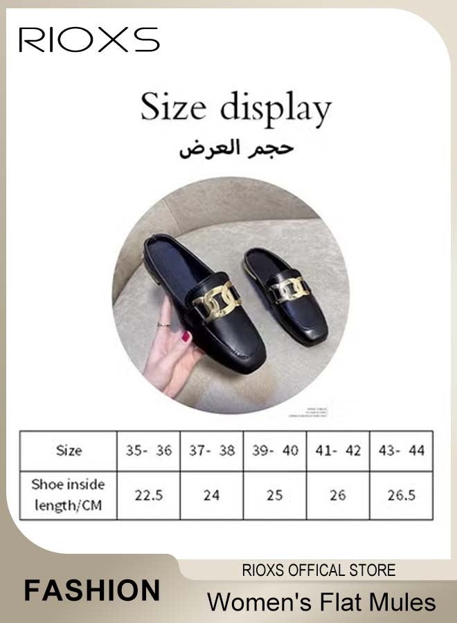 Women's Flat Mules, Closed Round Toe Slip-on Sandals, Fashion Comfortable Slippers Slip-Ons, Backless Mule Shoes For Women, Ladies Low Heel Casual Mule Shoes, Comfortable Slides Loafers Shoes