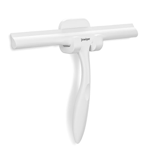 Anjinwiper All-Purpose Shower Squeegee for Shower Glass Door with Adhesive Hook, Silicone Squeegee for Shower Doors, Bathroom, Windows, Mirrors, Shower Cleaner Tool Household Squeegee(10 inch-White) - Image 1