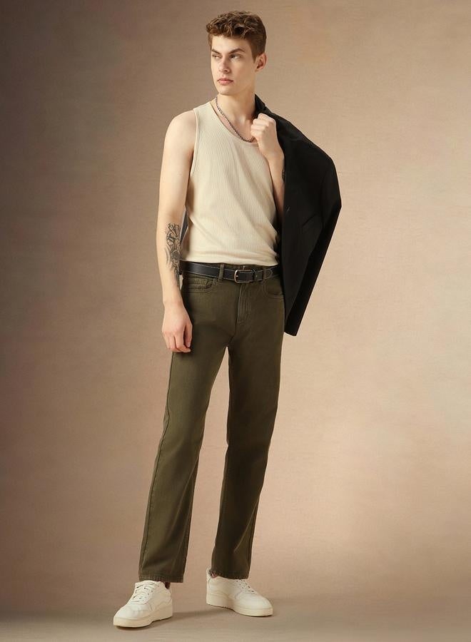 Dennis Lingo Men's Green Straight Fit Jeans - Unique and Stylish Denim  - Image 1
