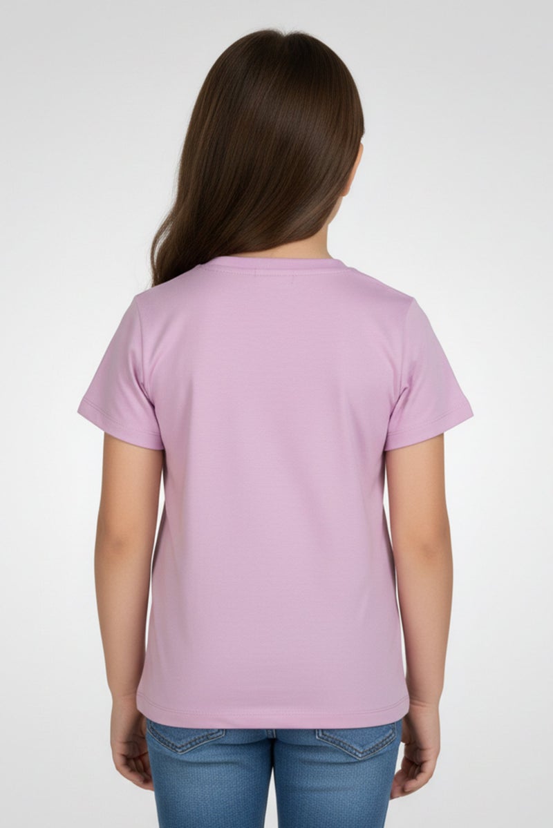 Disney Lilo And Stitch Toddlers Girl Short Sleeve Graphic Print Top, Light Purple - Image 2