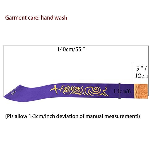 BLESSUME Reversible Stole Chasuble Vestments Priest IHS Embroidery Overlay Stole - Image 2