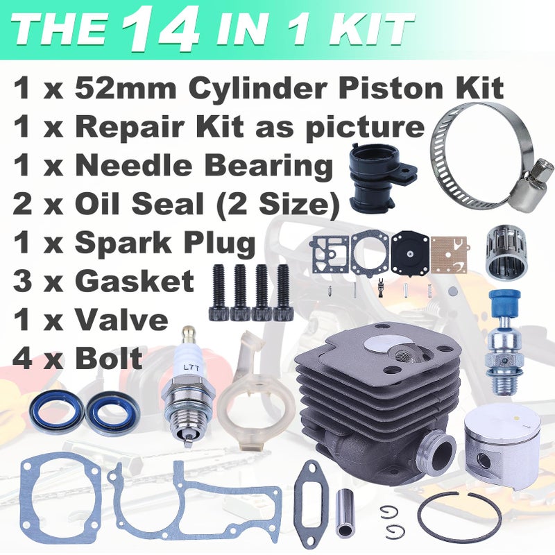 Adefol 52mm Cylinder Piston Kit For Husqvarna 372XP 371 365 362 375K Big Bore Chainsaw Replace Parts 503 93 93 72 - Image 5