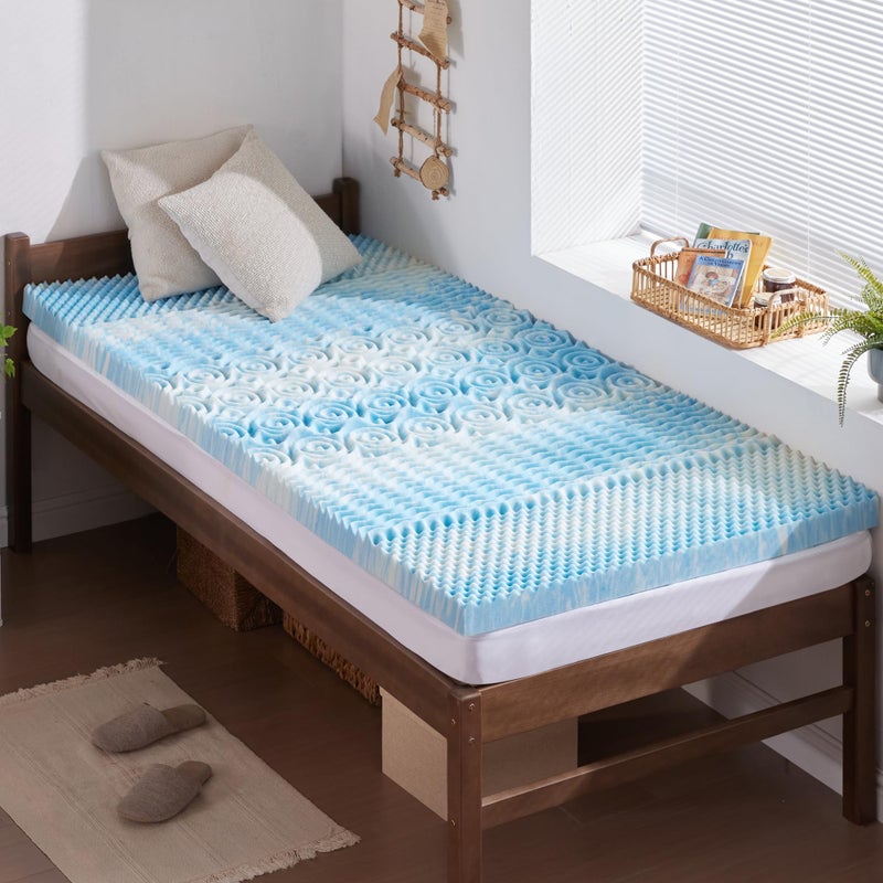 SINWEEK 2 Inch Memory Foam Mattress Topper Twin XL, Twin Extra Long Mattress Pads for College Dorm Single Bed, Pressure Relieve CertiPUR-US Certified, 39x80 Inches, Blue - Image 1