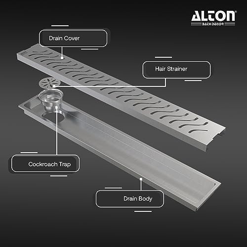 ALTON ALD1016, SS-304 Grade, 24-INCH, Bathroom Shower Channel Floor Drain with Cockroach Trap, Matte - Image 3