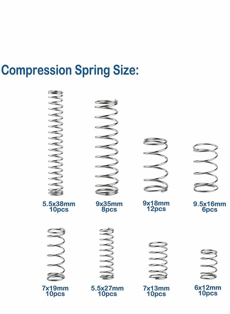 SOLARAE 200 Pieces Zinc Plated Spring Assortment Kit, Compression Spring Tension Spring Transparent PP Plastic Box 20 Kinds of Size Extension and Compression Spring Repair Tool Replacement Kit - Image 5