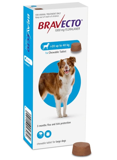 Bravecto dog tablet flea tick control (20-40kg) 1 tablet