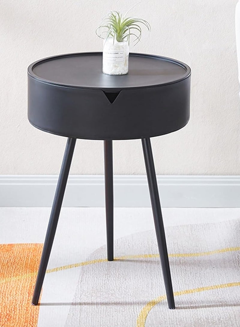 DubaiGallery Funecy Round End Table with Storage for Living Room, Modern Small Side Table for Small Spaces,Nightstand Bedside Table for Bedroom Balcony - Image 1