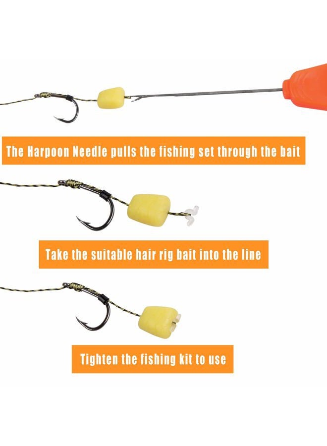 SILANON Carp Fishing Hair Rigs Kit,18pcs Braided Thread Boilies Carp Rigs with 3 Extender Boilie Bait Stops and Stringer Needle - Image 5
