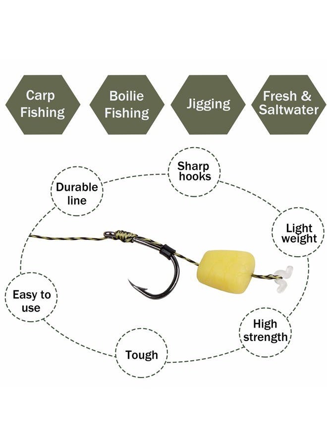 SILANON Carp Fishing Hair Rigs Kit,18pcs Braided Thread Boilies Carp Rigs with 3 Extender Boilie Bait Stops and Stringer Needle - Image 3