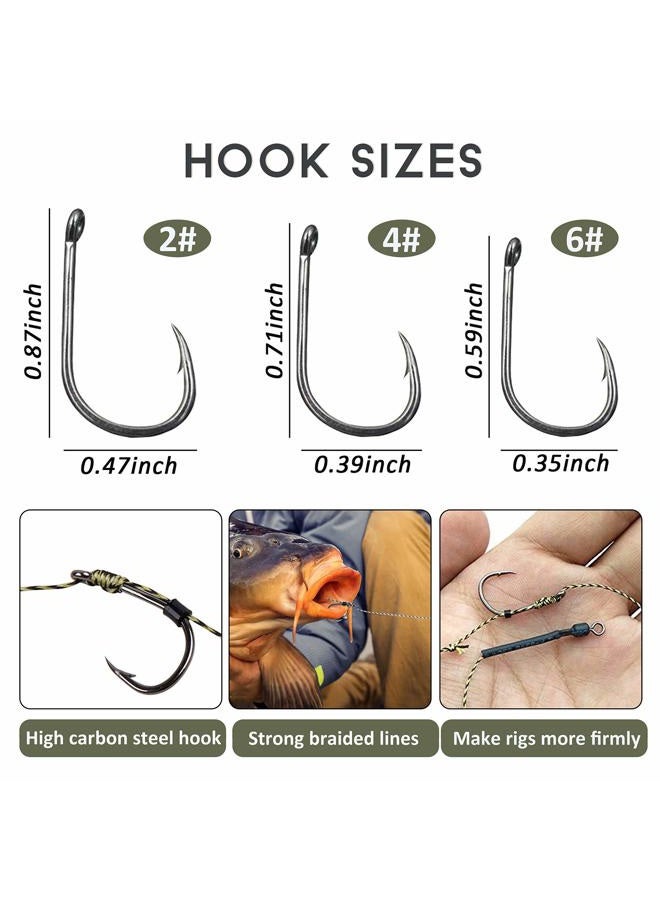 SILANON Carp Fishing Hair Rigs Kit,18pcs Braided Thread Boilies Carp Rigs with 3 Extender Boilie Bait Stops and Stringer Needle - Image 2