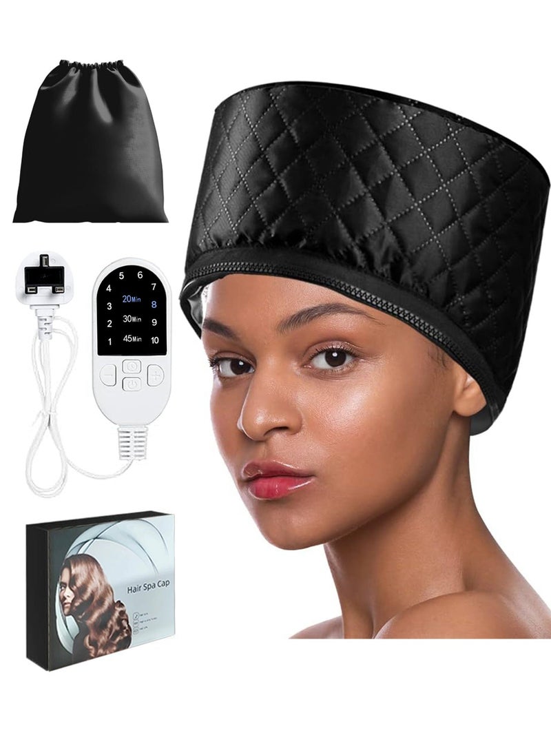 Heat Cap for Deep Conditioning with 10-level Heats Up Quickly, Thermal Cap for Hair Steamer Cap for Natural Hair Portable Electric Heat Hair Spa Cap for Home Use - Image 1