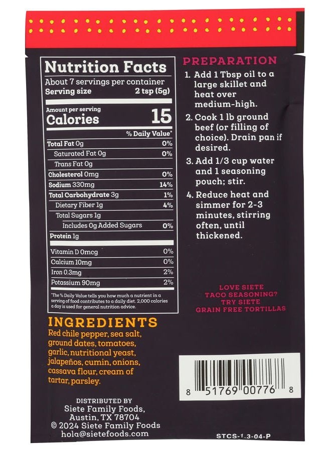 SIETE Seasoning - Spicy | Paleo, Preservative Free, Whole 30 Approved (Pack of 1) - Image 2