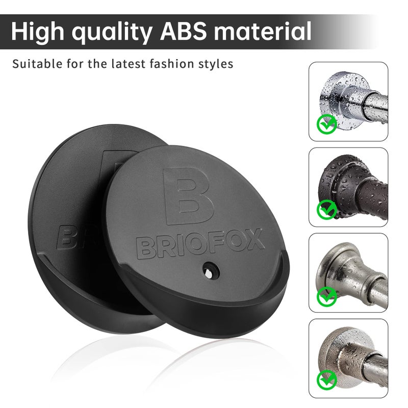 BRIOFOX Shower Curtain Rod Holder 3M Adhesive | Heat Resistant | Waterproof | Max Load 60 lbs Shower Rod Retainer for Wall, 2 Pack, Black (Rod Not Included) - Image 5