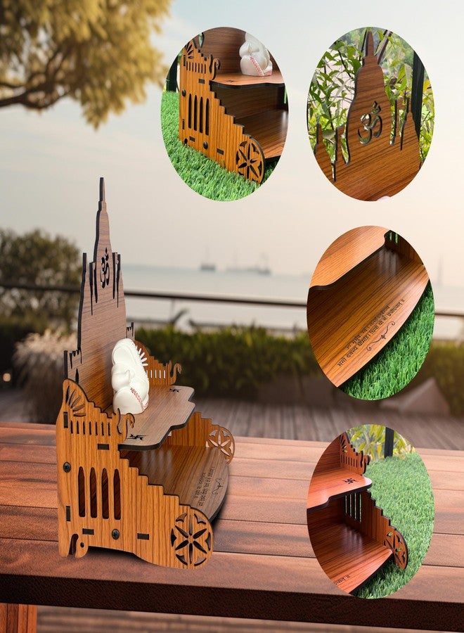 Townside معبد تاون سايد الخشبي المصنوع من خشب MDF، معبد منزلي (12 × 12.3 × 7 بوصة) غرفة بوجا - (تشطيب خشب البلوط البيج) (سوان هانز أ) - Image 3