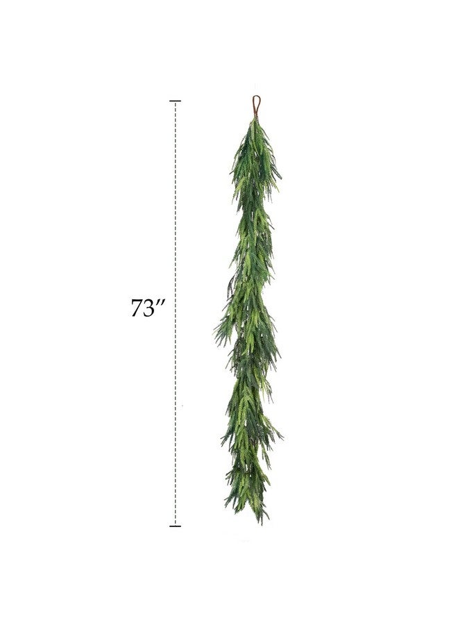 ORIENTAL CHERRY Christmas Decorations - 6 Ft Realistic Norfolk Pine Garland - Artificial Pine Greenery Garlands for Mantle Fireplace Stairs Railing Table Indoor Outdoor Front Door Porch Home Decor - Image 3